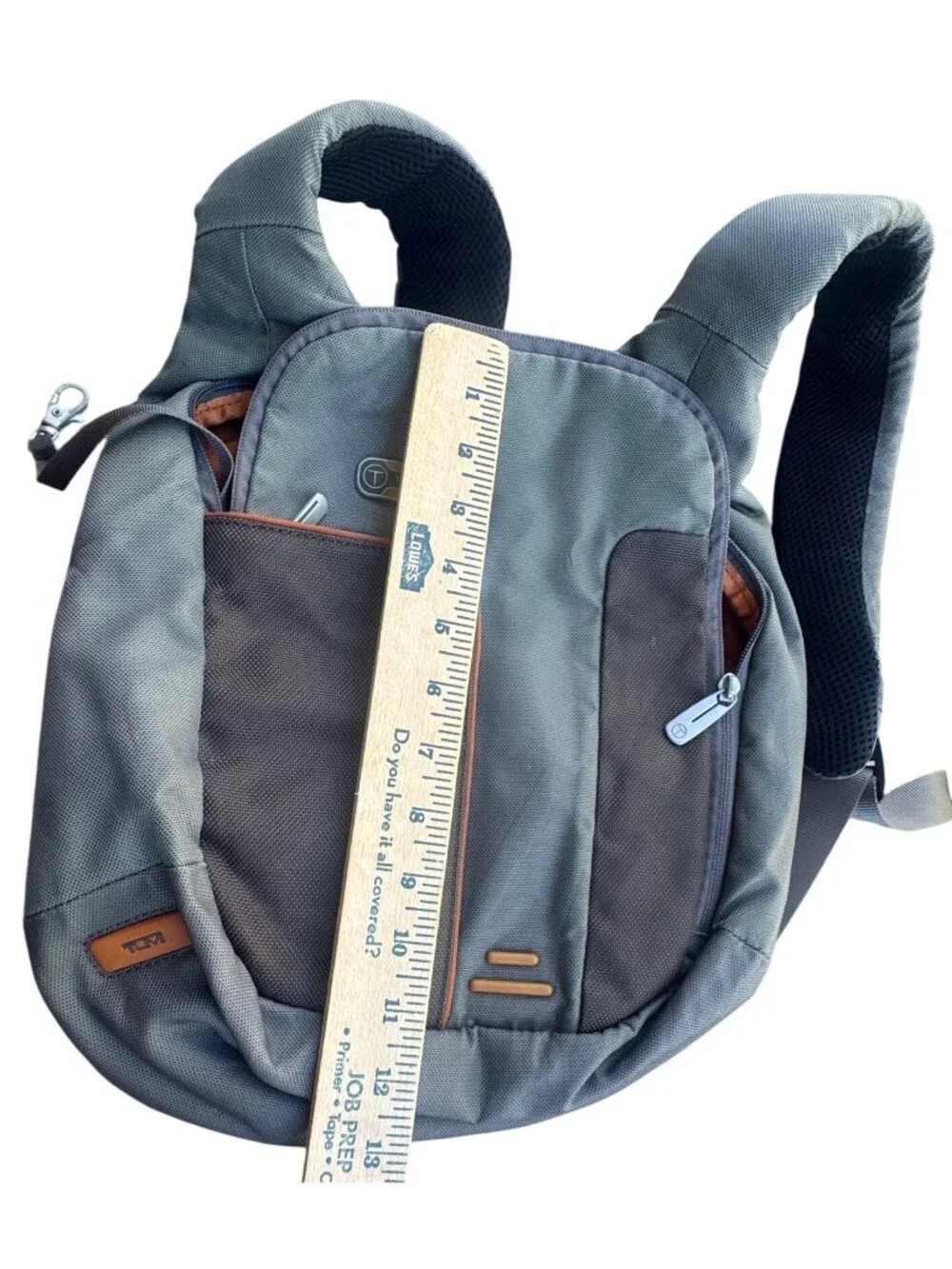 Tumi T-Tech 57415IR Backpack In Gray & Brown With Adjustable Straps Multiple Poc